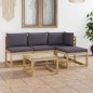 5-tlg. Garten-Lounge-Set mit Anthrazit Kissen 5-tlg. Garten-Lounge-Set mit Anthrazit Kissen