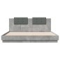 vidaXL Bettgestell mit Kopfteil und LED-Leuchten Betongrau 200x200 cm vidaXL Bettgestell mit Kopfteil und LED-Leuchten Betongrau 200x200 cm