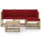 5-tlg. Garten-Lounge-Set mit Weinroten Kissen 5-tlg. Garten-Lounge-Set mit Weinroten Kissen
