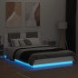 vidaXL Bettgestell mit Kopfteil und LED-Beleuchtung Weiß 150x200 cm vidaXL Bettgestell mit Kopfteil und LED-Beleuchtung Weiß 150x200 cm