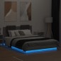 vidaXL Bettgestell mit Kopfteil und LED-Leuchten Grau Sonoma 150x200cm vidaXL Bettgestell mit Kopfteil und LED-Leuchten Grau Sonoma 150x200cm