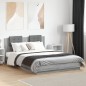 vidaXL Bettgestell mit Kopfteil und LED-Leuchten Grau Sonoma 140x200cm vidaXL Bettgestell mit Kopfteil und LED-Leuchten Grau Sonoma 140x200cm