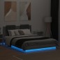 vidaXL Bettgestell mit Kopfteil und LED-Leuchten Grau Sonoma 140x200cm vidaXL Bettgestell mit Kopfteil und LED-Leuchten Grau Sonoma 140x200cm