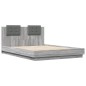 vidaXL Bettgestell mit Kopfteil und LED-Leuchten Grau Sonoma 120x200cm vidaXL Bettgestell mit Kopfteil und LED-Leuchten Grau Sonoma 120x200cm