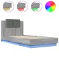 vidaXL Bettgestell mit Kopfteil und LED-Leuchten Grau Sonoma 100x200cm vidaXL Bettgestell mit Kopfteil und LED-Leuchten Grau Sonoma 100x200cm