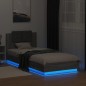 vidaXL Bettgestell mit Kopfteil und LED-Leuchten Grau Sonoma 90x200 cm vidaXL Bettgestell mit Kopfteil und LED-Leuchten Grau Sonoma 90x200 cm
