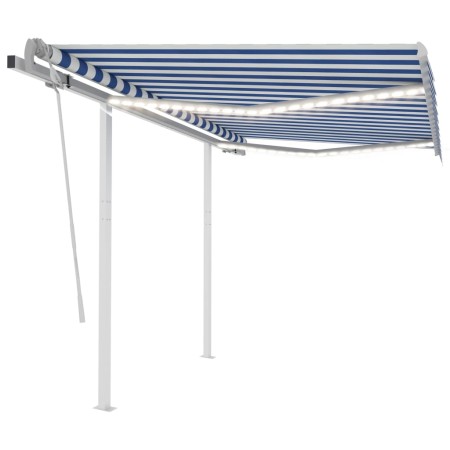 vidaXL Markise Manuell Einziehbar mit LED 3x2,5 m Blau und Weiß