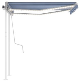 vidaXL Markise Manuell Einziehbar mit LED 3x2,5 m Blau und Weiß