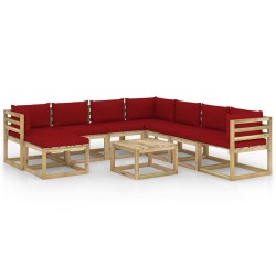9-tlg. Garten-Lounge-Set mit Kissen Imprägniertes Kiefernholz