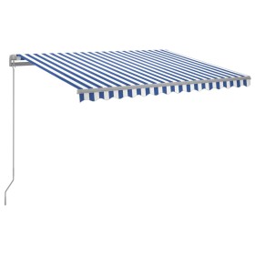 vidaXL Markise Manuell Einziehbar mit LED 300x250 cm Blau und Weiß