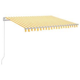 vidaXL Markise Manuell Einziehbar mit LED 300x250 cm Gelb und Weiß
