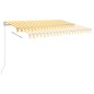 vidaXL Markise Manuell Einziehbar mit LED 300x250 cm Gelb und Weiß vidaXL Markise Manuell Einziehbar mit LED 300x250 cm Gelb und Weiß