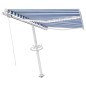 vidaXL Markise Manuell Einziehbar mit LED 300x250 cm Blau Weiß vidaXL Markise Manuell Einziehbar mit LED 300x250 cm Blau Weiß