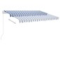 vidaXL Markise Manuell Einziehbar mit LED 300x250 cm Blau Weiß vidaXL Markise Manuell Einziehbar mit LED 300x250 cm Blau Weiß