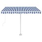 vidaXL Markise Manuell Einziehbar mit LED 300x250 cm Blau Weiß vidaXL Markise Manuell Einziehbar mit LED 300x250 cm Blau Weiß