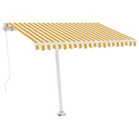 vidaXL Markise Manuell Einziehbar mit LED 300x250 cm Gelb Weiß