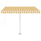 vidaXL Markise Manuell Einziehbar mit LED 300x250 cm Gelb Weiß vidaXL Markise Manuell Einziehbar mit LED 300x250 cm Gelb Weiß