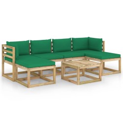 7-tlg. Garten-Lounge-Set mit Kissen Imprägniertes Kiefernholz