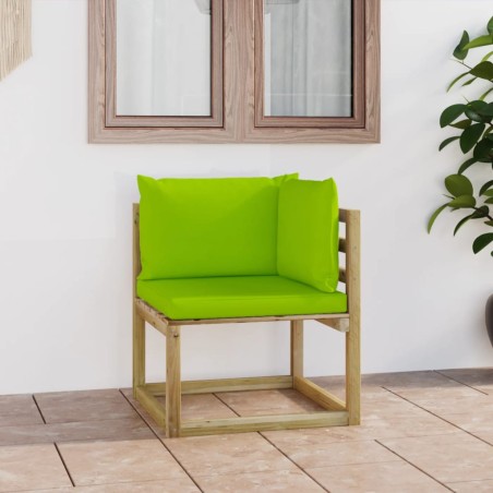 Garten-Ecksofa mit Kissen in Grün Imprägniertes Kiefernholz