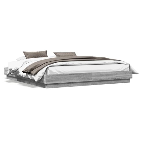 vidaXL Bettgestell mit LED Grau Sonoma 200x200 cm