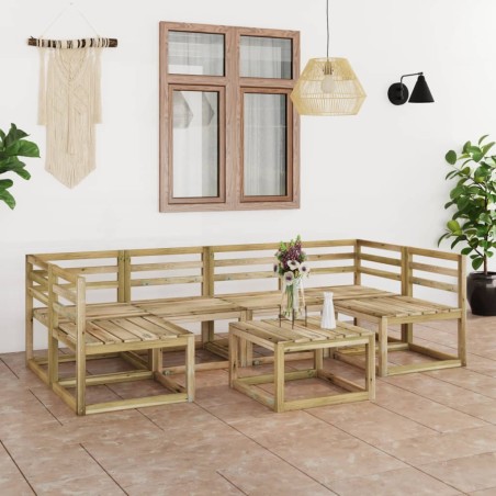 7-tlg. Garten-Lounge-Set Grün Imprägniertes Kiefernholz
