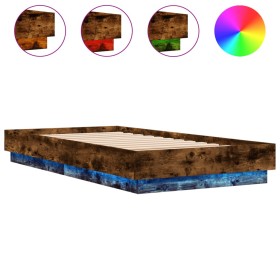vidaXL Bettgestell mit LED Räuchereiche 75x190 cm
