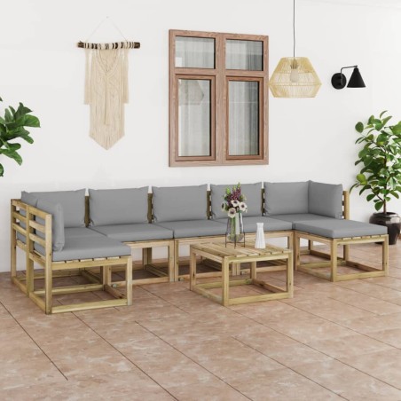 8-tlg. Garten-Lounge-Set mit Kissen Imprägniertes Kiefernholz