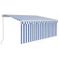 vidaXL Markise Manuell Einziehbar mit Rollo & LED 3x2,5m Blau & Weiß vidaXL Markise Manuell Einziehbar mit Rollo & LED 3x2,5m Blau & Weiß
