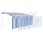 vidaXL Markise Manuell Einziehbar mit Rollo & LED 3x2,5m Blau & Weiß vidaXL Markise Manuell Einziehbar mit Rollo & LED 3x2,5m Blau & Weiß