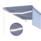vidaXL Markise Manuell Einziehbar mit Rollo & LED 3x2,5m Blau & Weiß vidaXL Markise Manuell Einziehbar mit Rollo & LED 3x2,5m Blau & Weiß