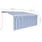 vidaXL Markise Manuell Einziehbar mit Rollo & LED 3x2,5m Blau & Weiß vidaXL Markise Manuell Einziehbar mit Rollo & LED 3x2,5m Blau & Weiß