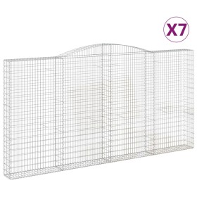 vidaXL Gabionen mit Hochbogen 7 Stk. 400x30x200/220cm Verzinktes Eisen
