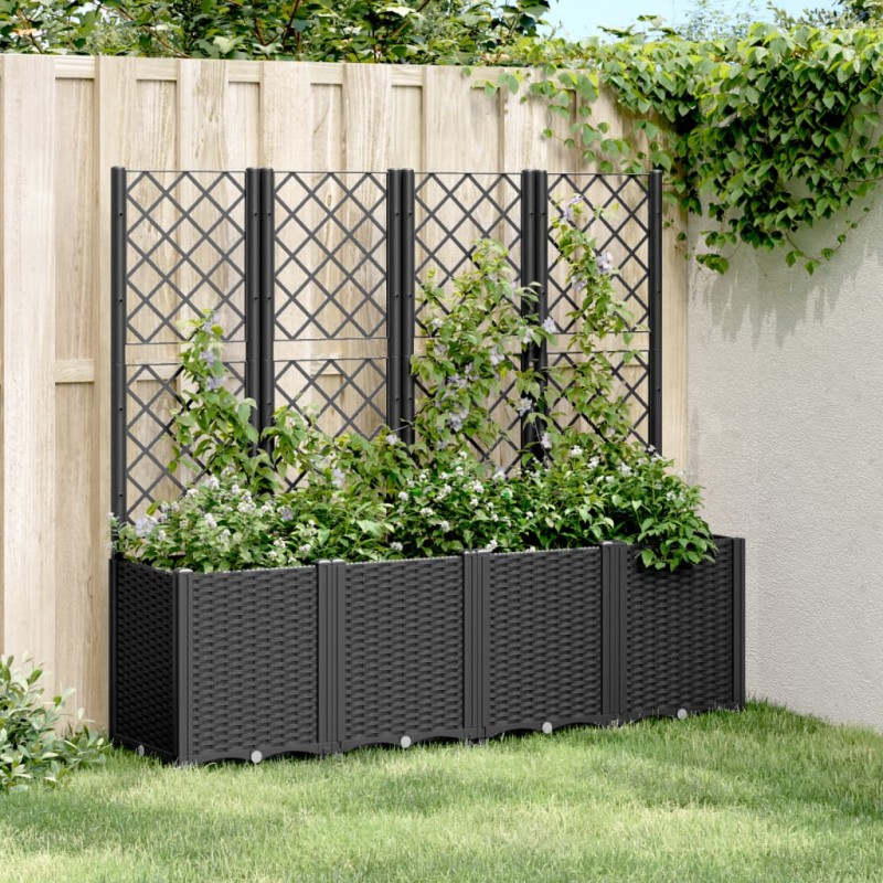 vidaXL Pflanzkübel mit Rankgitter Schwarz 160x40x140 cm PP vidaXL Pflanzkübel mit Rankgitter Schwarz 160x40x140 cm PP