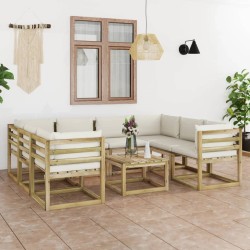 9-tlg. Garten-Lounge-Set mit Kissen Imprägniertes Kiefernholz