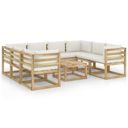 9-tlg. Garten-Lounge-Set mit Kissen Imprägniertes Kiefernholz