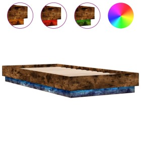 vidaXL Bettgestell mit LED Räuchereiche 100x200 cm