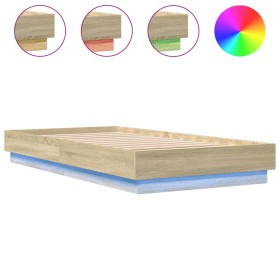 vidaXL Bettgestell mit LED Sonoma-Eiche 75x190 cm