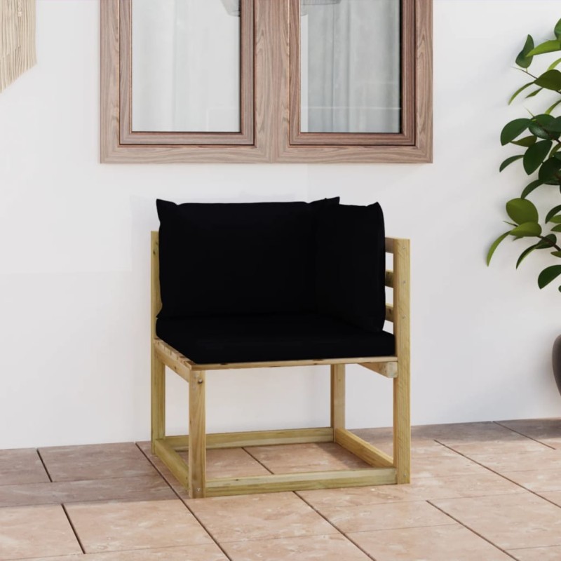 Garten-Ecksofa mit Kissen in Grün Imprägniertes Kiefernholz Garten-Ecksofa mit Kissen in Grün Imprägniertes Kiefernholz