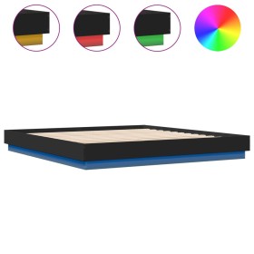 vidaXL Bettgestell mit LED Schwarz 180x200 cm