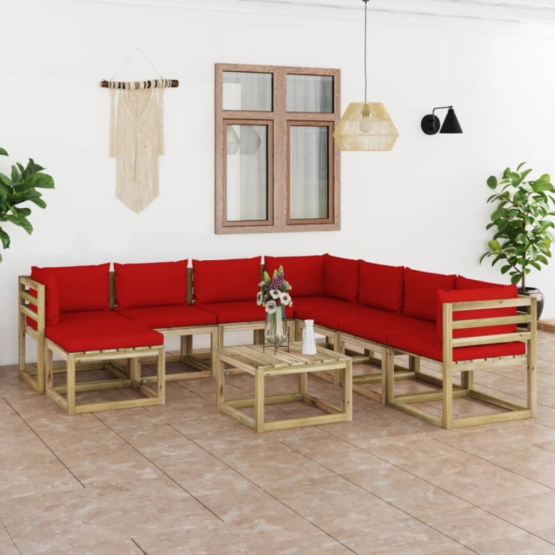 vidaXL 9-tlg. Garten-Lounge-Set mit Kissen Imprägniertes Kiefernholz vidaXL 9-tlg. Garten-Lounge-Set mit Kissen Imprägniertes Kiefernholz