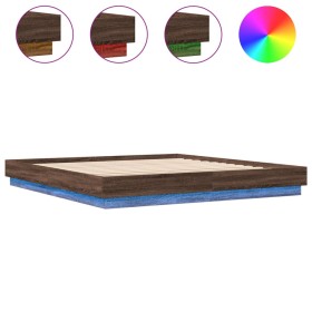 vidaXL Bettgestell mit LED Braun Eiche-Optik 180x200 cm