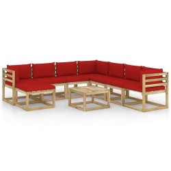 vidaXL 9-tlg. Garten-Lounge-Set mit Kissen Imprägniertes Kiefernholz