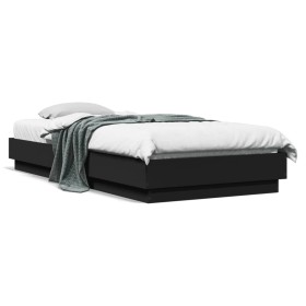 vidaXL Bettgestell mit LED Schwarz 100x200 cm