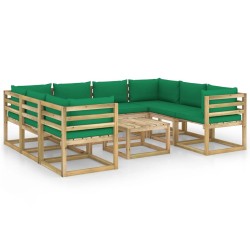 9-tlg. Garten-Lounge-Set mit Kissen Imprägniertes Kiefernholz