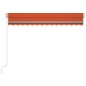 vidaXL Markise Manuell Einziehbar mit LED 300x250 cm Orange und Braun vidaXL Markise Manuell Einziehbar mit LED 300x250 cm Orange und Braun