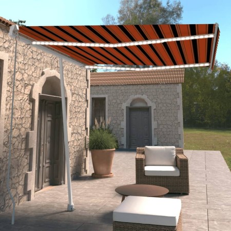 vidaXL Markise Manuell Einziehbar mit LED 300x250 cm Orange und Braun