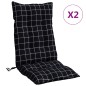 vidaXL Hochlehner-Auflagen 2 Stk. Schwarz Karomuster Stoff vidaXL Hochlehner-Auflagen 2 Stk. Schwarz Karomuster Stoff