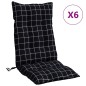 vidaXL Hochlehner-Auflagen 6 Stk. Schwarz Karomuster Stoff vidaXL Hochlehner-Auflagen 6 Stk. Schwarz Karomuster Stoff