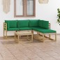 6-tlg. Garten-Lounge-Set mit Grünen Kissen 6-tlg. Garten-Lounge-Set mit Grünen Kissen