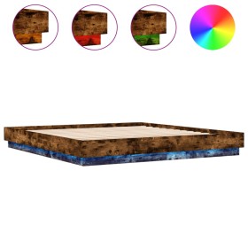 vidaXL Bettgestell mit LED Räuchereiche 180x200 cm